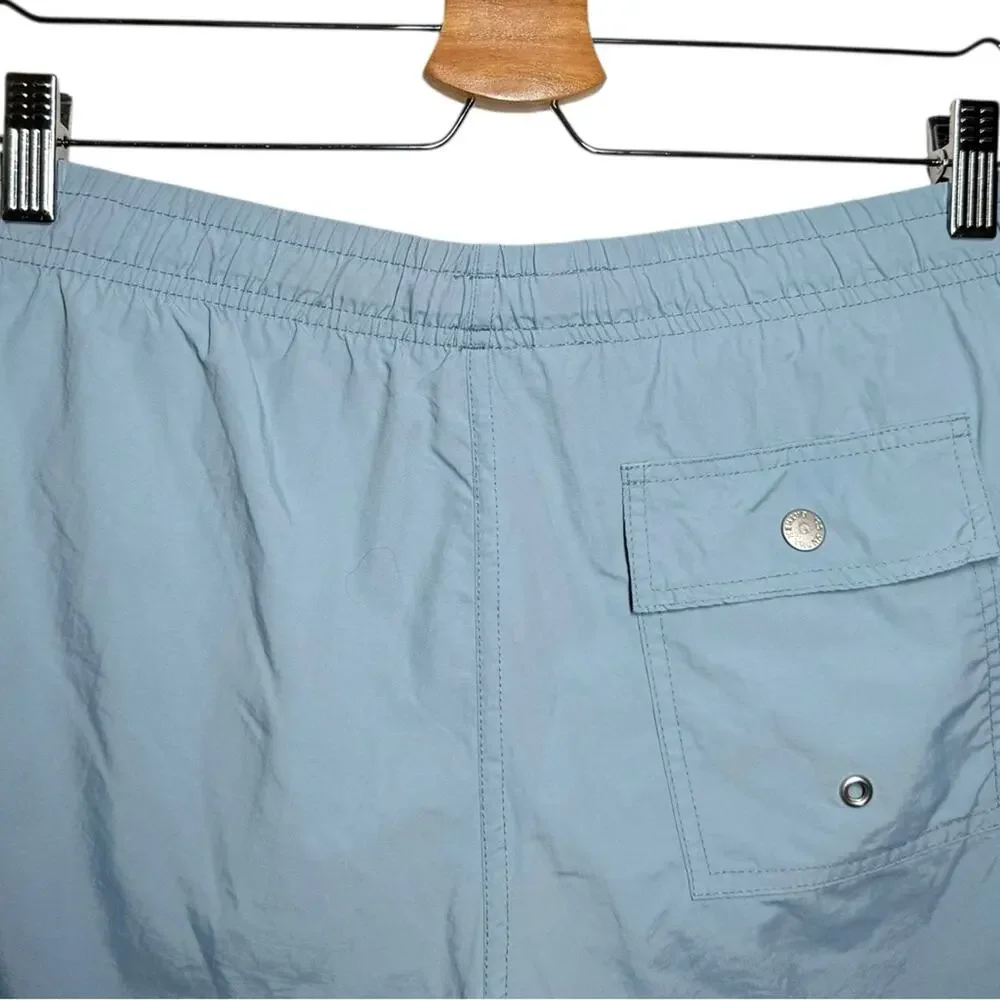 Bather Light Medium Blue Gray Mesh Lining Swim Trunk Shorts - Small